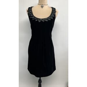 Vintage Velvet Little Black Dress Sz 10 Satin Hem Pleated Goth Gothic Cocktail